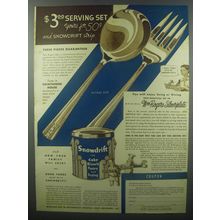 1938 Snowdrift Shortening Ad - $3.00 serving set yours for 50¢