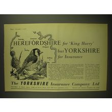 1958 Yorkshire Insurance Ad - Herefordshire for King Harry