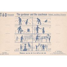 The Gardener Gardening & The Coachman Antique Postcard