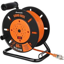 DEWENWILS Retractable Extension Cord Reel, 80FT Heavy Duty Open Cord Reel for In