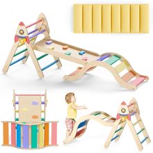 Pikler Triangle Set with Cushion, 9-In-1 Kids Climbing Toys for Toddlers 1-3 Ins