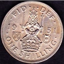 1951 Great Britain 1 Shilling Coin Scottish