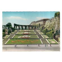 THE GARDENS OF THE VICTORY'S SQUARE, GENOVA, ITALY unused vintage postcard =