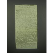 1913 Postum Drink Ad - Coffee Threshed her