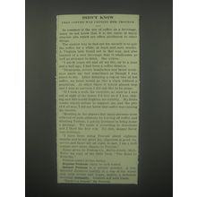 1913 Postum DRink Ad - Didn't Know