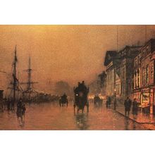Liverpool Docks by Moonlight 1600s Medici Painting Postcard