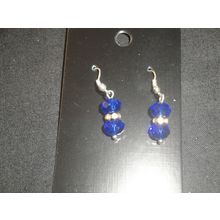 Small delicate dark blue & clear crystal glass earrings