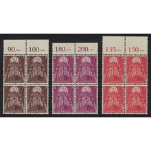 Luxembourg Europa 3v Blocks of 4 1957 MNH SG#626-628 MI#572-574
