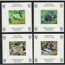 Ivory Coast WWF Speckle-throated Otter 4 Mss imperf reprint 2005 MNH