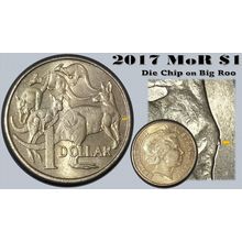 Australia 2017 $1 Mob of Roos - Die Chip on Big Roo - Circulated (1da)