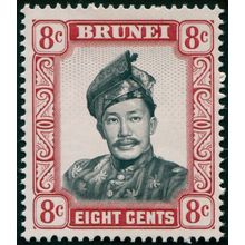 Brunei 1970 8c black & crimson-lake Glazed paper SG123a MNH