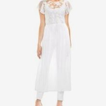Vince Camuto Sheer White Floral Cover Up Dress with Lace Accents Size L