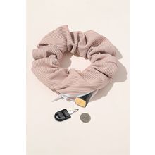 Delicacy Ribbed Hair Scrunchie with Hidden Zipper Pocket