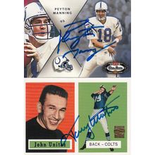 PEYTON MANNING & JOHNNY UNITAS AUTO 2002/00 BALTIMORE COLTS HOF SB CHAMPION QB'S