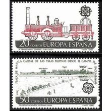 España. 1988. Mi # 2828 / 29. EUROPE. Railroad Cuba. Telegraph Philippines