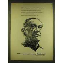 1962 Newsweek Magazine Ad - Walter Lippman will write for Newsweek