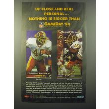 1994 Fleer NFL GameDay '94 Cards Advertisement - Reggie Brooks - Up close