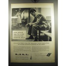 1957 MONY Mutual of New York Ad - How would you pay a big hospital bill