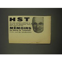 1956 Doubleday Book Advertisement - Memoirs by Harry S. Truman