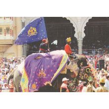 Dasara Mysore Procession Flag Carnival Indian Postcard