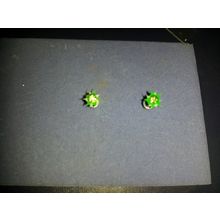 silver tone green crystal stone & furry bit earrings Fashion Women small studs