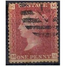 1858 SG43 1d Red Plate 118 Good+ Used Check Letters "MH"