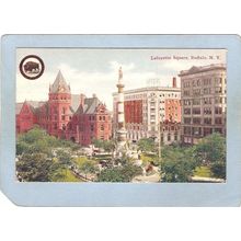 New York Buffalo Lafayette Square w/Small Photo Of Buffalo Inside Circle &~2594