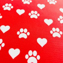 Cutie Ties Tie On Dog Bandana Large Paw Prints & Hearts Red