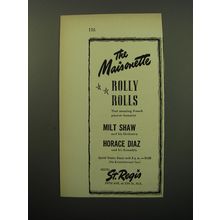 1950 Hotel St. Regis Ad - The Maisonette Rolly Rolls