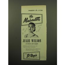 1950 Hotel St. Regis Ad - The Maisonette Julie Wilson