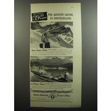1952 Swiss National Travel Office Advertisement - As little as $39.50 a week