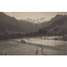 Adelboden Tennis Courts Match Antique Switzerland Postcard