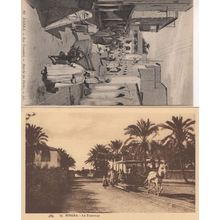 Biskra Tramway Markets Transport 2x Old Algeria Postcard s