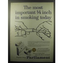 1959 Parliament Cigarettes Ad - The most important 1/4 inch in smoking today