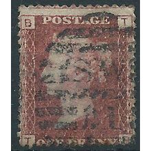 1858 SG43 1d Red Plate 121 Good Used Check Letters "TB"