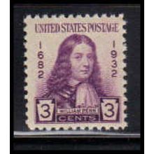 724 3c William Penn Fine MNH Z0982