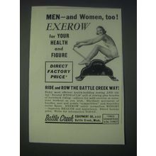 1947 Battle Creek Equipment Co. Exerow Ad - Men and Women, Too!