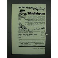 1953 Michigan Tourism Ad - Vacationtime Anytime