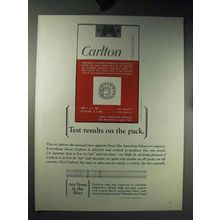 1964 Carlton Cigarettes Ad - Test Results
