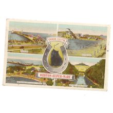 multiview, WESTON-SUPER-MARE used vintage postcard 1950 postmark =