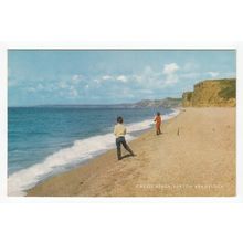 Fishing on the Beach Burton Bradstock Postcard Dorset 1805