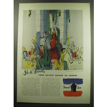 1949 French Line Cruise Ad - Ile de France Your Gayest Entre to Europe