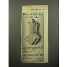 1950 A. Sulka Undershirts and Undershorts Advertisement