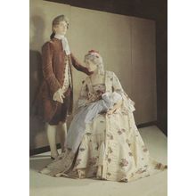 Mens Medieval Old 1750 Genoa Velvet Suit Ladies Long Silk Dress Fashion Postcard