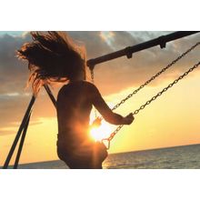 German Beach Swing By Sea Sunset Health Exercise Love Life Proverb Postcard