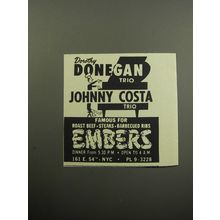1957 Embers Restaurant Ad - Dorothy Donegan Trio Johnny Costa Trio
