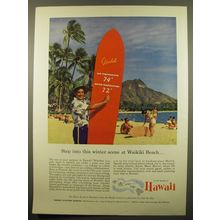 1961 Hawaii Visitors Bureau Ad - Step into this winter scene at Waikiki Beach