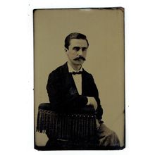 Victorian cdv tintype photo man with moustache seated unstated photographer