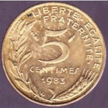 1983 France 5 Centimes Coin