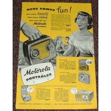 1949 Motorola Portable Radio Ad, Here Comes Fun!